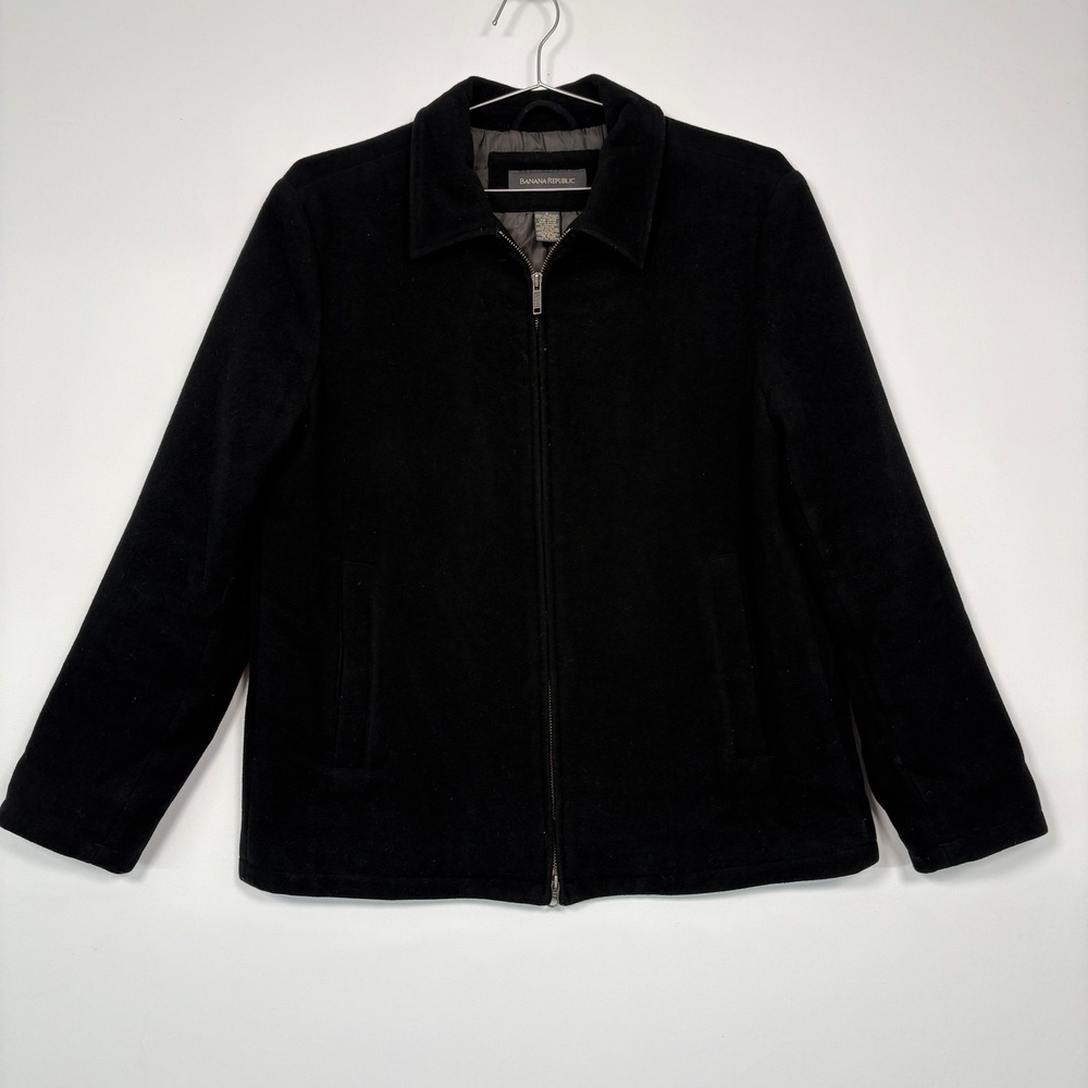 Banana Republic Mens Jacket Size S Black Wool Cashmere Blend Full Zip 712852-00
